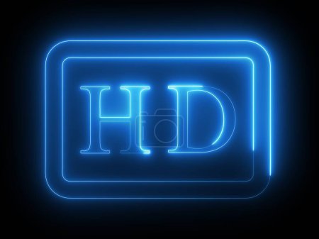 A glowing blue neon HD on a dark background, representing high-definition quality.