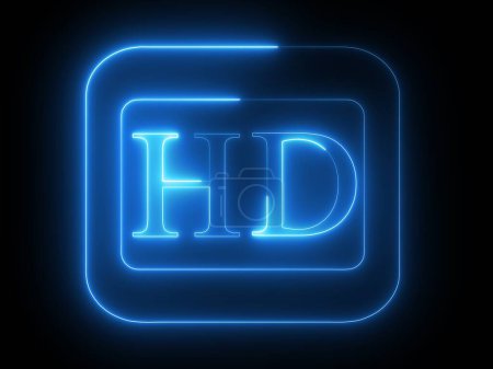 A glowing blue neon HD on a dark background, representing high-definition quality.