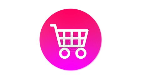 A white shopping cart icon on a pink circular gradient background.