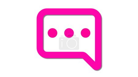 Ein leuchtend pinkfarbenes Sprechblasensymbol mit drei Punkten im Inneren, das einen Chat oder ein Gespräch auf weißem Hintergrund symbolisiert.