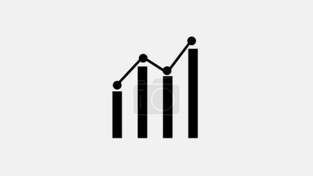 Icono en blanco y negro de un gráfico de barras con una superposición de gráfico de líneas, que representa análisis de datos o estadísticas.