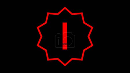 A red exclamation mark inside a red starburst shape on a black background, symbolizing an alert or warning.