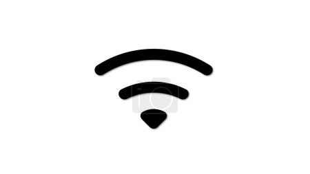 A black Wi-Fi symbol on a white background, representing wireless internet connectivity.