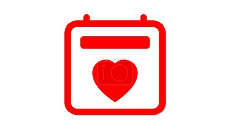 Un icono de calendario rojo con un símbolo del corazón en el centro, que representa un evento romántico o amoroso.
