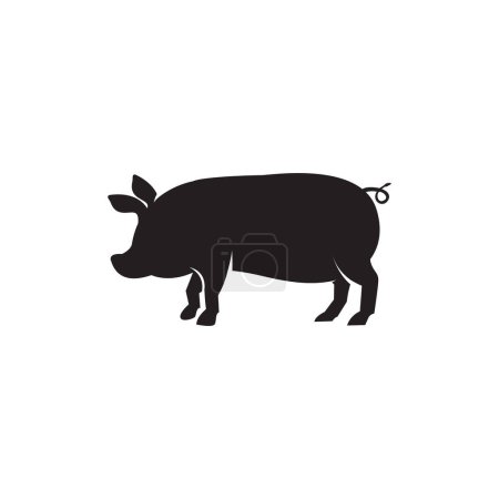 Ilustración de Logotipo de silueta de cerdo Diseño e ilustración de vectores de animales de granja. - Imagen libre de derechos