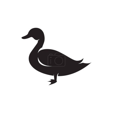 Illustration for Duck or goose silhouette isolated logo Farm Animal on white background vector illustration - Royalty Free Image