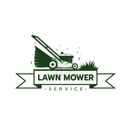 Illustration for Lawn mower service logo icon isolated,Lawn mowing cutting grass,Gardener service logo icon isolated on white background vector illustration - Royalty Free Image