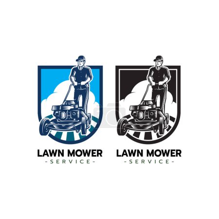 Illustration for Lawn mower service logo icon isolated,Lawn mowing cutting grass,Gardener service logo icon isolated on white background vector illustration - Royalty Free Image