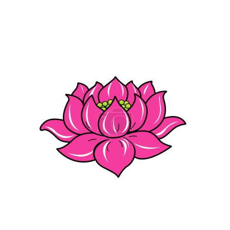 Illustration for Lotus flower  cartoon doodle style icon isolated on white background vector illustration - Royalty Free Image