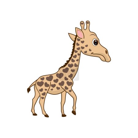 Ilustración de Linda jirafa en estilo de dibujos animados aislados. Jirafa mascota en fondo blanco vector ilustración - Imagen libre de derechos