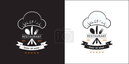 Téléchargez les illustrations : Chef professionnel ou chef de cuisine chapeau logo isolé template.Logo pour les affaires, cuisinier à domicile et chef de restaurant - en licence libre de droit