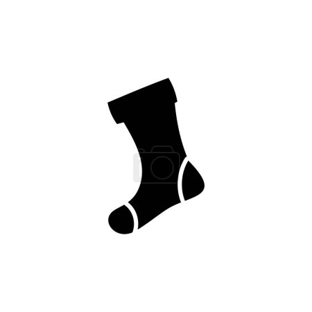 Téléchargez les illustrations : Modèle de conception icône chaussette de Noël silhouette vectorielle illustration isolée - en licence libre de droit
