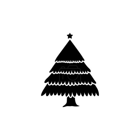 Téléchargez les illustrations : Modèle de conception d'icône d'arbre de Noël silhouette vectorielle illustration isolée - en licence libre de droit