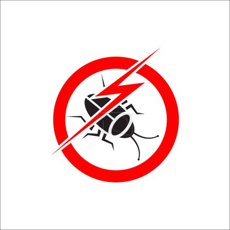 Illustration for Insect cockroach in red forbidding spark circle. Anti cockroach Insect sign, pest control icon. cockroach pest control stop sign on white background vector illustration - Royalty Free Image