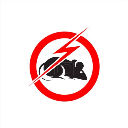 Ilustración de Rata en rojo prohibiendo círculo de chispas. Signo anti rata, icono de control de plagas. Señal de parada de control de plagas de ratas en ilustración de vector de fondo blanco - Imagen libre de derechos