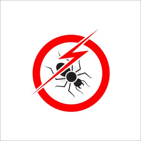 Illustration for Insect termite in red forbidding spark circle. Anti termite Insect sign, pest control icon. termite pest control stop sign on white background vector illustration - Royalty Free Image