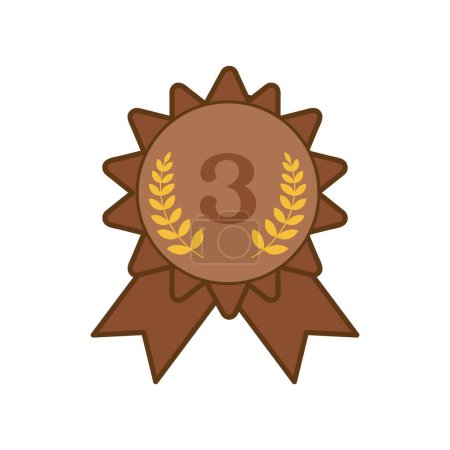 Illustration for Award ribbon bronze medal number first icon,3rd success champion achievement award isolated vector illustration - Royalty Free Image