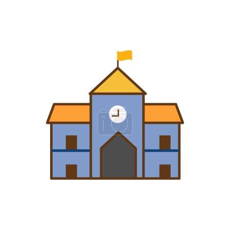 Illustration for School building cartoon icon school instrument element student concept isolated vector illustration - Royalty Free Image