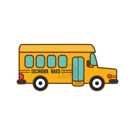 Téléchargez les illustrations : Icône de dessin animé d'autobus scolaire concept étudiant isolé sur fond blanc illustration vectorielle - en licence libre de droit