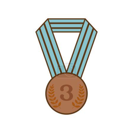 Ilustración de Premio cinta de bronce medalla número tercero icono, 3º éxito campeón logro premio ilustración vectorial aislado - Imagen libre de derechos