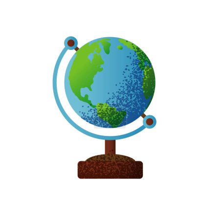 Illustration for Geographic globe cartoon with stand icon school instrument element student concept isolated vector illustration - Royalty Free Image