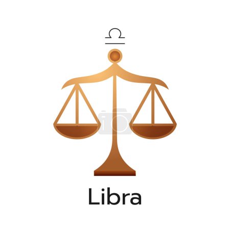 Téléchargez les illustrations : Balance zodiaque signe logo icône isolé horoscope symbole vectoriel illustration - en licence libre de droit