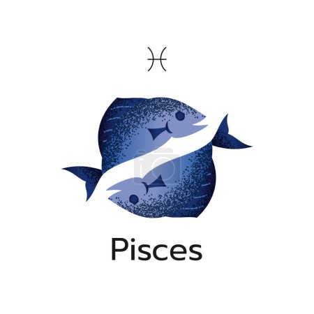 Illustration for Pisces zodiac sign logo icon isolated horoscope symbo lon white background vector illustration - Royalty Free Image