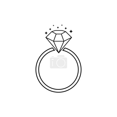 Illustration for Diamond engagement ring icon . Ring with gemstone. Ring Diamond Engagement. Wedding ring with diamond icon on white background isolated vector illustration - Royalty Free Image