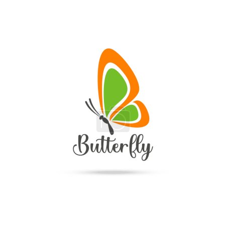 Illustration for Stylized image of butterfly logo template on white background , butterfly silhouette logo isolate Vector illustration - Royalty Free Image