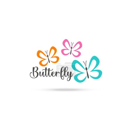 Illustration for Stylized image of butterfly logo template on white background , butterfly silhouette logo isolate Vector illustration - Royalty Free Image