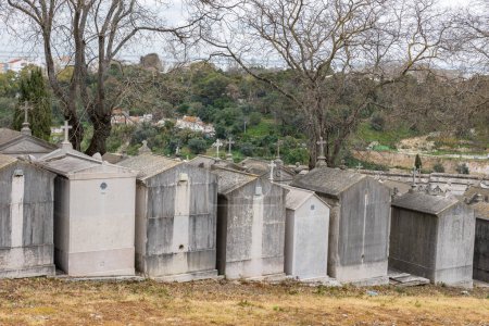 Photo for February 22, 2023 Lisbon, Portugal: Alto de Sao Joao Cemetery - funerary crypts. Mid shot - Royalty Free Image