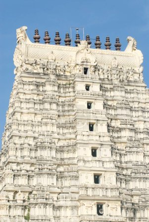 Téléchargez les photos : Gopuram oriental richement décoré du temple Ramanathswami, Tamil Nadu, Inde - en image libre de droit