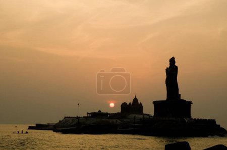 Photo for Sunrise at Vivekananda memorial , huge statue of Tamil poet Thiruvalluvar , Kanyakumari , Tamilnadu , India - Royalty Free Image
