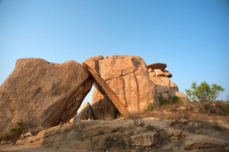 Big granite bolder , Hampi , Karnataka , India