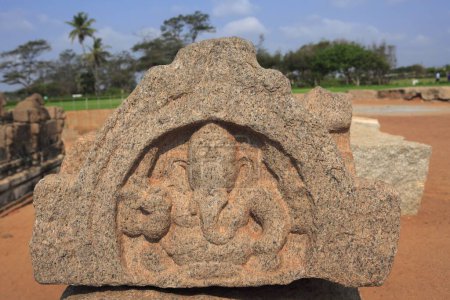 Foto de Estatua de Lord Ganesha en el complejo de templos Shore, Mahabalipuram, District Chengalpattu, Tamil Nadu, India Patrimonio de la Humanidad por la UNESCO - Imagen libre de derechos