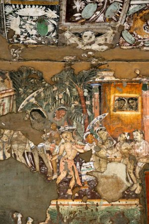 Téléchargez les photos : Peinture murale, grotte Ajanta, Aurangabad, Maharashtra, Inde - en image libre de droit