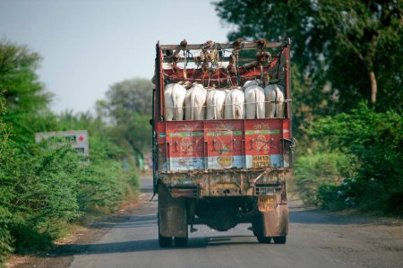 Photo for Cruelty transferring animal in truck , Maharashtra , India - Royalty Free Image