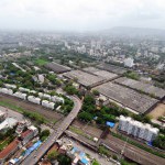 aerial view of matunga road station with bridge and labour camp, Bombay Mumbai, Maharashtra, India 