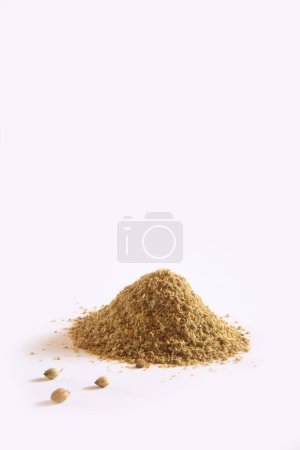 Photo for Indian spice , Coriander powder and seeds Dhania Coriand rum sativum on white background - Royalty Free Image