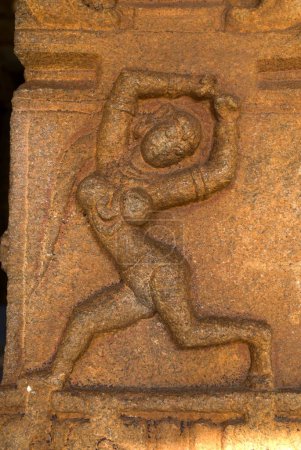 Photo for Dancer statue Bas relief in column in Sangeet Mandap, Vittala temple, Hampi, Karnataka, India - Royalty Free Image
