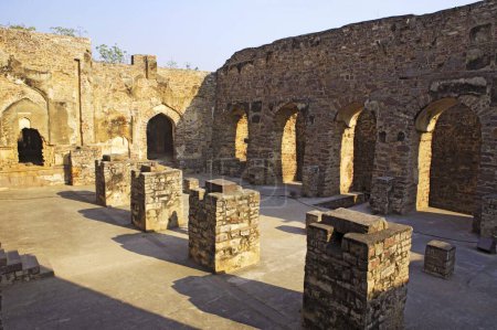 Ruins of Golconda fort built by Mohammed Quli Qutb Shah 16th century , Hyderabad , Andhra Pradesh , India