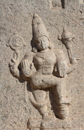 Photo for Jaya statue of dwarpal of Vishnu , Hampi , Vijayanagar , UNESCO World Heritage , Deccan plateau , Taluka Hospet , District Bellary , Karnataka , India - Royalty Free Image