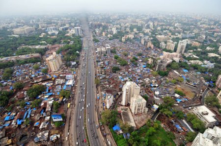 aerial view of western express highway , Andheri , Bombay Mumbai , Maharashtra , India