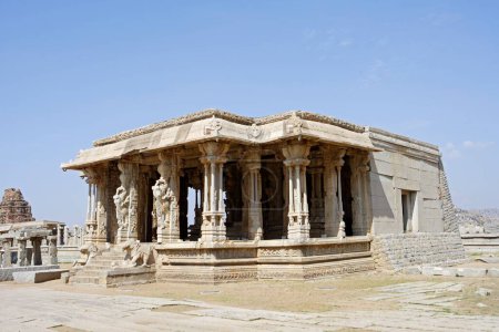 Photo for Kalyan mandapas , pillared hall of Vitthal Temple, Hampi, Vijayanagar , UNESCO World Heritage site , Deccan plateau , Taluka Hospet , District Bellary , Karnataka , India - Royalty Free Image