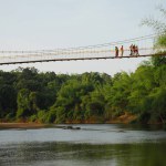 Hanging bridge on tunga river in Hariharapura is shimoga Karnataka India Asia