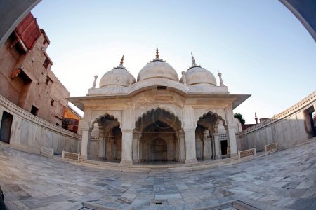 Pearl Mosque Moti Masjid inside Red fort constricted in 1654 , World heritage , Agra , Uttar Pradesh , India