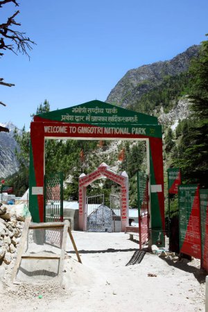 Gate of the Gangotri National Park in Gangotri Uttarakhand India Asia