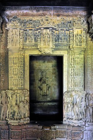 Photo for Chitragupta temple carved doorway Khajuraho madhya pradesh india - Royalty Free Image
