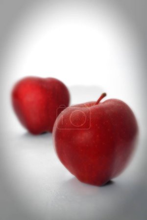 Photo for Kitchen things , fruits red apples on white background - Royalty Free Image