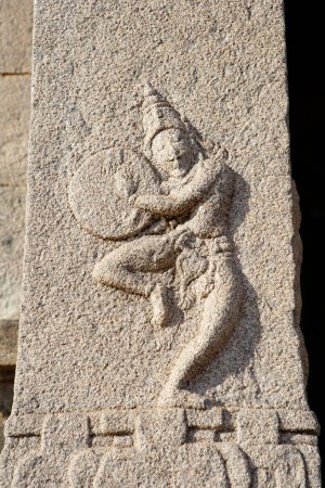 Photo for Carved statue on pillar in Kadalekalu Ganesha temple , Hemkuta hill , Hampi , Vijayanagar , UNESCO World Heritage , Deccan plateau , Taluka Hospet , District Bellary , Karnataka , India - Royalty Free Image